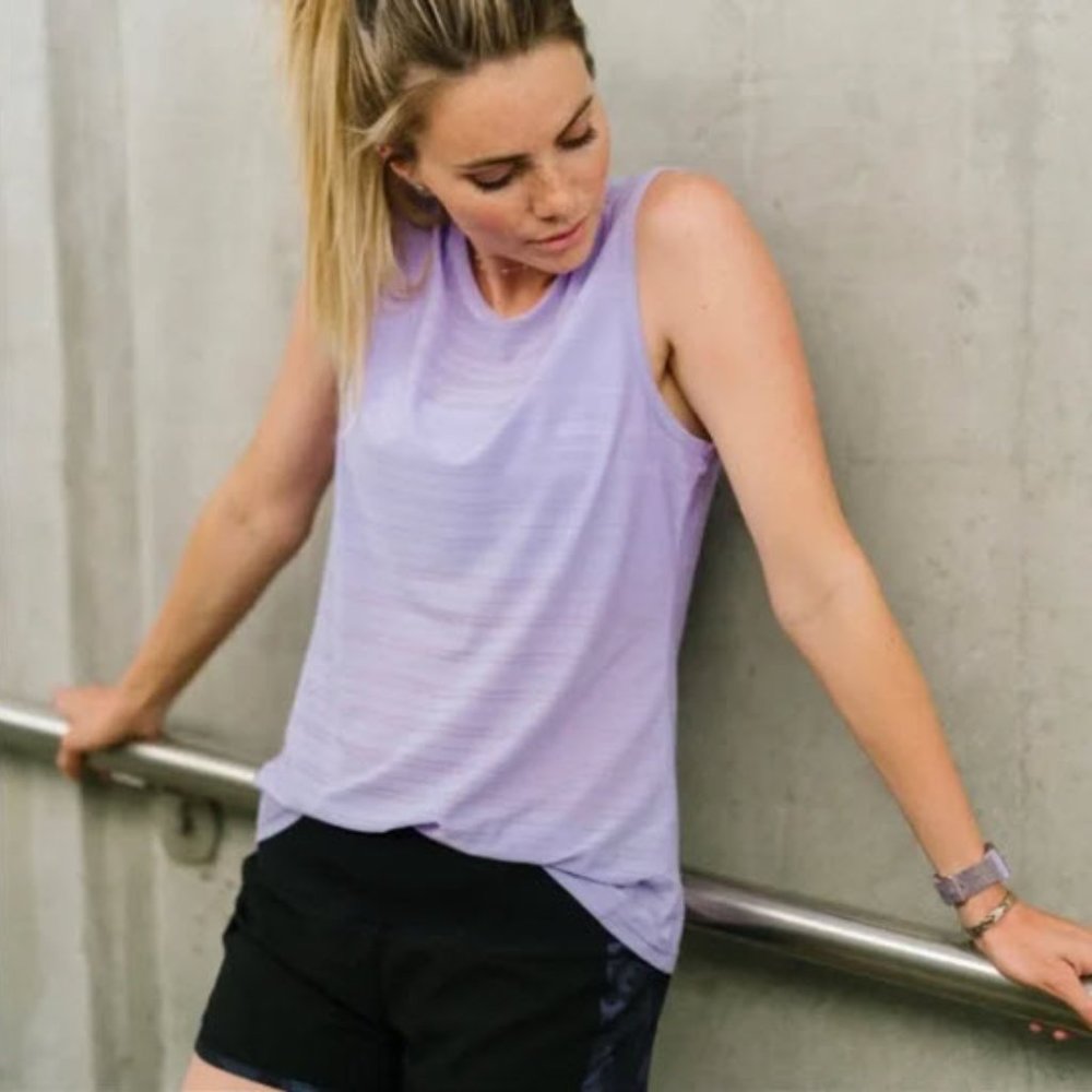 ZYIA ACTIVE- Lavender Luxe Muscle Tank Athletic Workout CrossFit Training Top